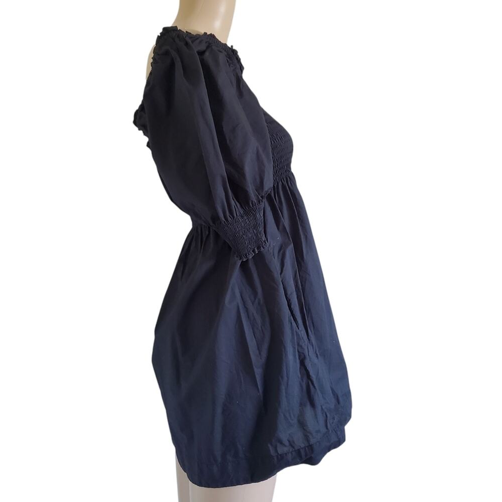 Hill House Home Black Mini 3/4 Sleeve Smocked Sleep Dress (XS) - Picture 2 of 5